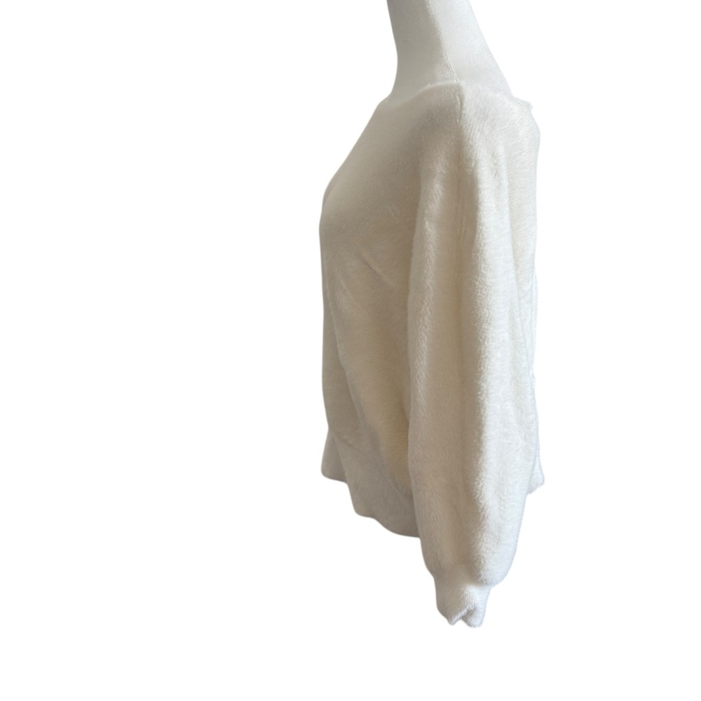 Joie NWOT Elegant White Women's Sweater cardigan with pearls XL fuzzy - Picture 2 of 12